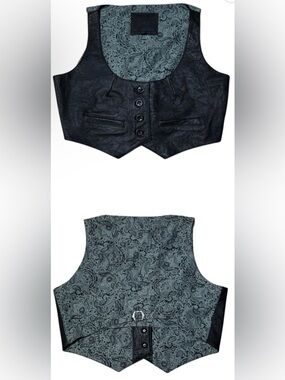 TAG Elemental Black Lambskin Leather Vest with Paisley Gray Lining